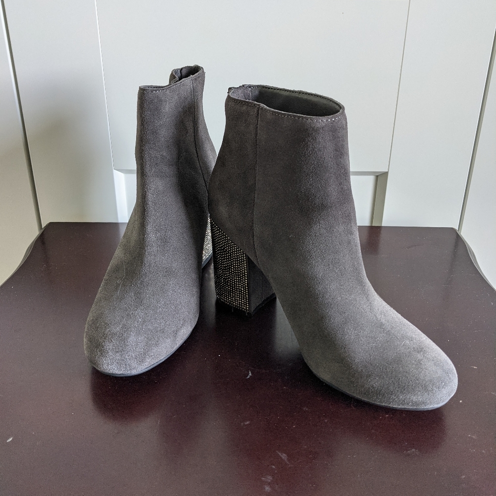 Gray sparkle heel boots